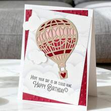 创意热气球金属切割模具，DIY剪贴簿相册和压花模板，贺卡制作工具，卡片纸切割工艺品，礼品卡制作模板模切。 - 銀色 - 查看 1