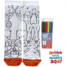 Meias Bob para Pintar – Meia Infantil de Colorir com Canetinhas Laváveis - Rosa chiclete - Visão 9