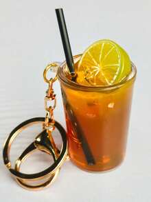 Hong Kong Style Lemon Tea Keychain, Resin Bubble Tea Cup Pendant, Cute Mini Food Toy, Hong Kong Cafe Vibe, Creative Small Gift For Couples & Friends - Multicolor - View 10