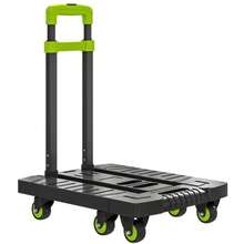Folding Metal Hand Truck With Wheels And Adjustable Handle, 49 X 35 X 102 Cm, Green - Black - View 9