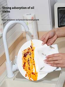 Reusable Kitchen Paper Towels, Disposable Cleaning Wipes, Highly Absorbent, Non-Stick Oil, Roll-Up, Random Patterns, Suitable For Kitchen, Car, Living Room, Bathroom, Bedroom And Other Occasions, Essential Kitchen Cleaning Item And Decorative Kitchen Accessory - Multicolor - View 8