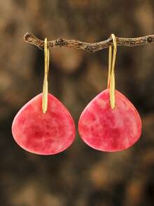Colorful Imperial Stone Water Drop Earrings, Delicate Natural Stone Triangle Y2K Resort Earrings - Multicolor - View 13