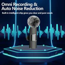 Portable Mini Wireless Lavalier Microphone, Wireless Recording Microphone Compatible With Iphone & TypeC Plug-Play,Lapel Mic For Video Recording,Teaching, Interviews,Podcast,2.4G Ultra-Low Delay Built-In Noise Reduction Chip Mic For Vlog(50mAh Rechargeable Battery)