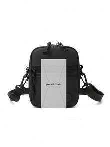 Mini PU Solid Color Crossbody Bag For Men, Suitable For Daily Commute, Travel, Shopping, Casual Wear - Black - View 4