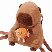 1pc Capybara Backpack Cute Fashion Bag, Can Store Cell Phone, Wallet And Keys, Multi- Purpose Storage Bag, Throw Pillow For Sofa, Home Decoration, Holiday Gifts, Halloween, Christmas - 棕色 - 查看 1