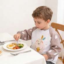 1pc Newborn Infant Reversible Feeding Bib, Baby Eating Smock, Unisex - Multicolor - View 7