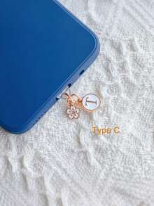 1pc Letter A/M & Flower Charm Phone Dust Plug For Type-C Interface Birthday Festival Gift - Multicolor - View 13