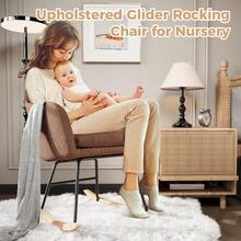 Silla Mecedora tapizada de Chenilla, sillón Moderno con Patas de Madera, Silla Decorativa cómoda para Interiores con Capacidad para hasta 350 Libras para Sala de Estar, recámara - Marrón - Ver 10