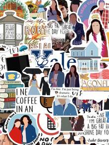 50张吉尔摩主题贴纸，美观实用，吉尔摩周边产品，电视剧贴纸，装饰贴纸，防水乙烯基贴纸，适用于水瓶、笔记本电脑、手机、滑板、剪贴簿、日记本等，是馈赠佳品，也是剪贴簿用品和趣味贴纸的理想之选。 - C - 查看 7