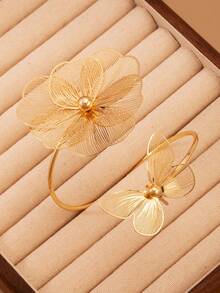 1 chiếc vòng tay nữ mạ vàng, trang trí hình bướm và hoa, kiểu dáng thời trang và thanh lịch. - Nhiều màu 35 - Xem 3