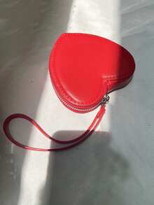 Ví cầm tay mini hình trái tim có dây đeo cổ tay cho nữ, ví mini, ví nhỏ, ví đeo cổ tay, ví đựng tiền xu, ví Kawaii dễ thương, phong cách Fairycore, quà tặng Ngày của Mẹ, đồ dùng cần thiết khi đi du lịch. - Đỏ - Xem 2