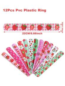 12个草莓主题塑料手环，草莓主题生日派对装饰，女宝宝迎婴派对装饰，一周岁生日派对装饰，性别揭晓派对用品，迎婴派对回礼，手工工艺品，女宝宝派对用品，一周岁生日派对装饰，粉色生日装饰，迎婴派对装饰 - 草莓 - 查看 5