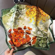 1PC Valentine's Day New 70*70cm Korean Style Small Square Scarf Women's Silk Scarf Spring Summer Sunscreen Neck Scarf Neck Protector Bag Tie Hair Band Versatile - F215 - 查看 13