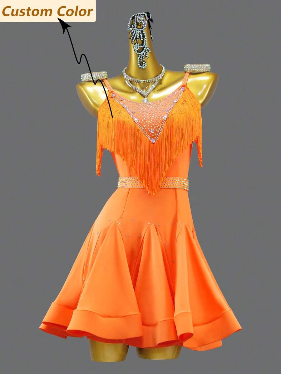 ABC Dancing New Sexy Fringed Mini Skirt, Fashion Latin Dance Fringed Dress, Women's Dance Party Cocktail Dress, Outdoor Evening Gown