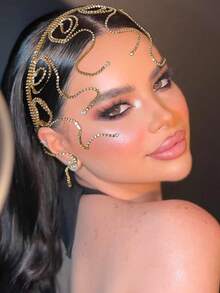 1pc Luxury Gold Snake-Shaped Headband, Suitable For Weddings, Parties, Balls, Banquets, Eid Celebrations, Women's Headpiece - Gold - View 8