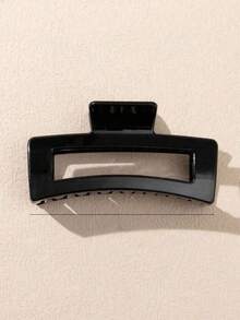 1pc Minimalist Glossy Black Square Hair Claw, Elegant Large Square Hair Clip Accessory Elegant Claw Clip Causal Hair Clutch - Black - View 5