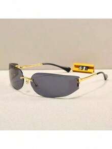 New Metal Frameless  For Women, Narrow Frame, Fashion Personality, Retro - 黑色 - 查看 2