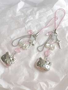 SANRIO 创意可爱猫咪钥匙扣、手机挂饰、手机挂绳、DIY包包配件 - 彩色 - 查看 2