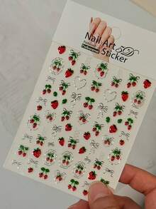 1 miếng dán móng tay hình dâu tây 5D 3D (màu bạc) - Miếng dán móng tay hình nơ dâu tây ánh kim ngọt ngào cho ngày Valentine - Miếng dán móng tay hình nơ dâu tây tự dính, thích hợp cho việc tự làm trang sức móng tay và phụ kiện làm móng cho nữ. - Nhiều màu - Xem 4