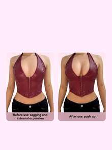 1双女士夏季三角V型隐形衬垫文胸，粘性塑形文胸，防止胸部外翻，提升小胸，隐形无痕文胸衬垫，适合海滩、度假、婚纱、正装、比基尼和泳装穿着。 - 彩色 - 查看 7