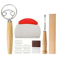 1pc/2pcs/3pcs/4pcs Baking Tool Set, Bread Making Tool Set, Wooden Handle Duster, Scraper, Flour Cutter - Multicolor - View 14