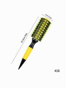 1 Peça/Conjunto Pente Brasileiro - Conjunto de Escovas de Cabelo Brasileiras de Alumínio Amarelo - Escova de Cerdas de Náilon e Cerdas de Javali para Todos os Tipos de Cabelo, Inclui Pente Desembaraçador de Cabelo com Cabo de Madeira, Pente para Cachos, Borla de Ar, Pente Quente em Formato de Pêra - Multicolorido - Visão 14