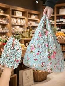 1pc Women's Expandable Magic Tote Bag, Large Capacity Reusable Shopping Bag, Multi-Color Options, Foldable, Travel Essential, Pineapple Design, Crinkle Bubble Bag, Suitable For Travel, Camping, Outdoor, Beach, Summer Vacation, Back To School Season - Multicolor - View 2