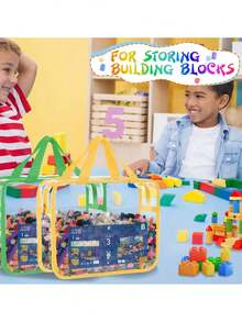 Bộ 2 túi đựng đồ chơi trẻ em trong suốt có khóa kéo và nhãn dán, được làm từ nhựa PVC trong suốt, có thể tái sử dụng, thích hợp để đựng trò chơi cờ bàn, khối xếp hình, ghép hình và đồ chơi, lý tưởng để cất giữ đồ dùng trong phòng trẻ. - Nhiều màu - Xem 4