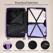 YSTYLE Vali du lịch tối giản phối màu 20/28 inch, hành lý xách tay nhỏ gọn, trang bị tay cầm rộng, bánh xe xoay 360 độ và khóa đạt chuẩn TSA, thích hợp làm hành lý xách tay. - Màu tím hoa cà - Xem 7