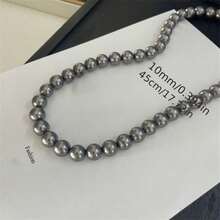 1 Pc Elegant Freshwater Pearl Clavicle Chain Necklace Mixed Candy Color Luxury Jewelry For Women Daily Wear & Gifting - 灰色 - 查看 4