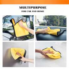 1 PC Premium Microfiber Towels Coral Velvet Washing And Detailing Towels For Car Detailing Household Cleaning Ultra-Soft Super Absorbent, Lint Streak-Free 11.8"X23.6" Cleaning Cloth (Yellow/Grey) - Grey - View 5