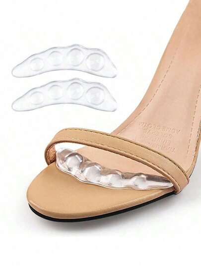 QKC 1 par de almohadillas metatarsianas antideslizantes, plantillas transparentes de medio tamaño, insertos de zapatos antideslizantes y duraderos, adecuados para sandalias y tacones altos