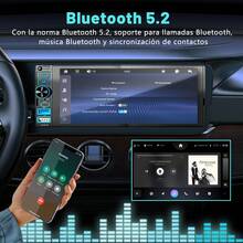 Carsapro Auto Estéreo Pantalla 1Din Táctil Carplay Inalámbrico Android Auto  6.9 Pulgadas estéreo para carro Mirrorlink pantalla Bluetooth FM USB TYPE-C 12 Leds Cámara - L6400 - Ver 5