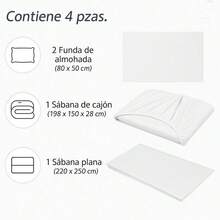 Juego de Sábanas de Microfibra Premium Tipo Satén Suaves y Frescas con Bolsillo Profundo para Cama Individual Matrimonial Queen King Incluye Sábana de Cajón Sábana Plana y Fundas de Almohada - Blanco - Ver 7