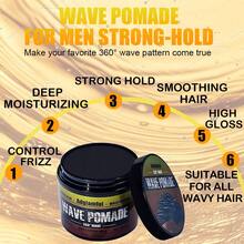 113g Aceite para el cabello negro: Fortalece y previene la rotura y el encrespamiento del cabello, adecuado para cabello rizado/natural, proporciona un peinado suave y brillante sin grasitud. Aplica una pequeña cantidad a diario para el cuidado y el peinado diario del cabello. - Pomada para ondas*113 g - Ver 4