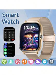 SIMSONLAB 2025新款1.83英寸高清全触控屏智能手表，男女通用，支持电话拨号/接听、计步器、卡路里计数、多种运动模式、消息和来电通知，多功能智能手表，健身追踪器，兼容安卓/iOS系统