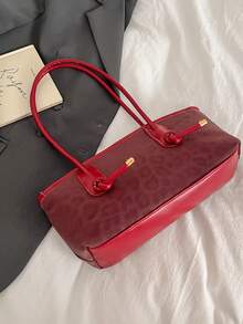 复古小众豹纹女式手提包，新款通勤单肩腋下包，个性化INS风时尚托特包 - 彩色 - 查看 4