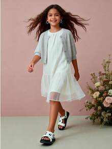 2026春夏限量版黑白软底童鞋【3-12岁女童】，PU材质，黑白镂空交叉设计，黑色橡胶防滑厚底，适合日常休闲城市漫步 - 黑與白 - 查看 8