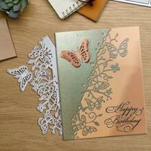 创意蝴蝶金属切割模具，DIY剪贴簿相册和压花模板，贺卡制作工具，卡片纸切割工艺品，礼品卡制作模板模切。 - 銀色 - 查看 5