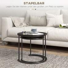 Set Of 2 Stackable Round Coffee Tables, Ideal For The Living Room, Bedroom Or Entryway. Steel, Ø 43/35 Cm, Black.