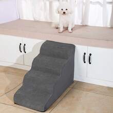 1pc Plush Warm Pet Stair Ramp, Elderly/Small Dog Assistance Ladder, Protect Every Step, Easy Up And Down, Love Lasts Longer. Sofa Bed Dog Steps, Washable Sponge Pet Stairs For Sofa, Bed, Teddy, Small Pets - Grey - View 4