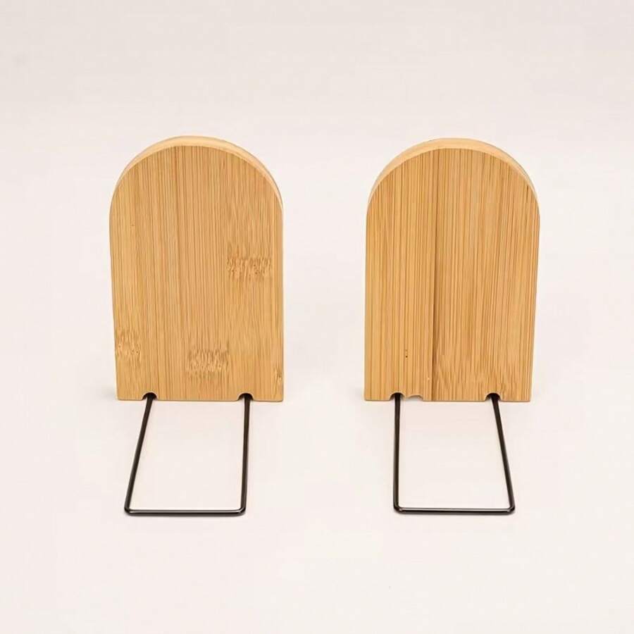 1/2pcs Removable Wooden Bookends, Non-Slip And Durable, Suitable For Bookshelves, Can Be Used To Hold Books And CDs - Multicolor - View 1