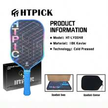 HTPICK 1 buah Raket Pickleball Serat Karbon Kawat Titanium Warna-warni, Raket Matte Bertekstur Dingin, Tebal 16mm, Sangat Ringan, Daya Ledakan yang Kuat, Cocok untuk Pemain Pemula dan Mahir - MultiWarna - View 17
