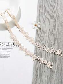 6件/4件/2件蝴蝶兰蕾丝花朵内衣肩带女士无缝性感防滑肩带文胸弹性带配件可露出，百搭美观的后背宽幅设计。 - 彩色 - 查看 6