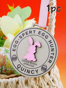 LICVIC Custom Name Easter Egg Hunt Medal Ornament, Easter Basket Stuffers, Home Decor, Personalized Easter Gift And Keepsake, For Family And Friends, Spring Easter Decorations With Bunny Badge Style, Customized Text Detail, Fully Customizable Hanging Decor - Style B - View 12