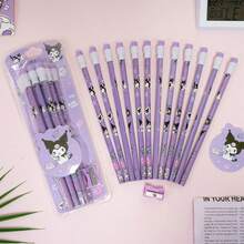 Sanrio 12支装Hello Kitty HB铅笔，带卷笔刀，印有库洛米、美乐蒂、肉桂卷等卡通图案，绘画及办公用品，返校学习礼物 - 彩色 - 查看 4