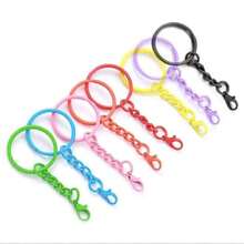 5/10/20/30pcs Colorful Key Chain Set, Metal Round Split Key Rings With Lobster Clasp, Craft Pendant DIY Accessories - Keychain - View 3