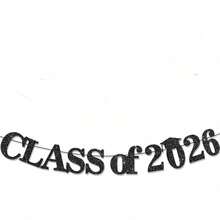 Trang trí tiệc tốt nghiệp năm 2026 - Banner chúc mừng tốt nghiệp năm 2026 - Đồ trang trí chúc mừng tốt nghiệp, Đồ dùng trang trí tiệc tốt nghiệp trung học/đại học năm 2026 lấp lánh - màu đen - Xem 8