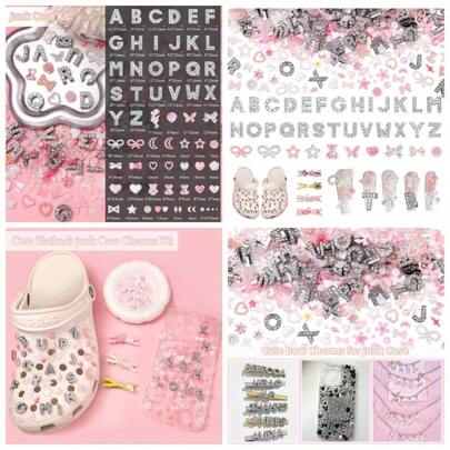 Junk Case Charms, A - Z Alphabet Letters Junk Case Kit, Junk Phone Case Charm, Pink Assorted Slime Charms Bulk Letter Charms Necklace Bracelets Jewelry Making Scrapbooking Crafts