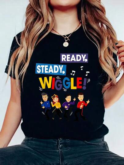 100% Cotton Ready Steady Wiggle Music Characters T-Shirt Round Neck Short Sleeve Streetwear Fashion Breathable Homme Soft Unisex Designer Clothes For Women Casual Clothes